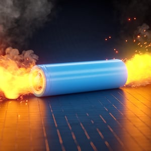 Battery on fire