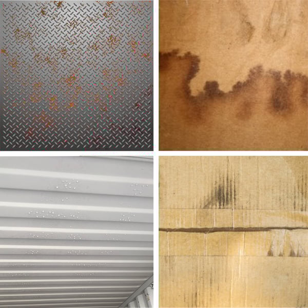 Montage of container rain damage