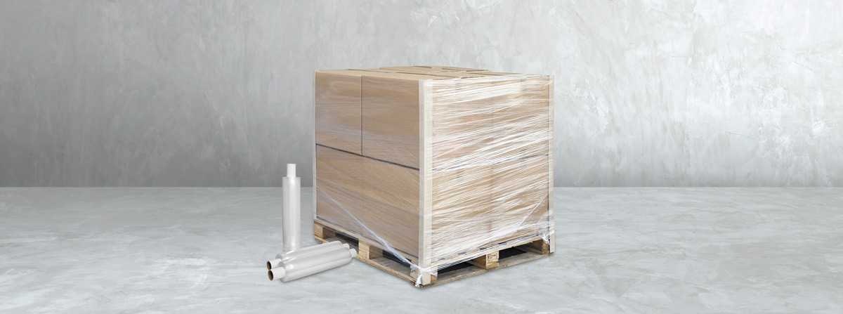 Pallet wrapped in Dynawrap prestretched film.